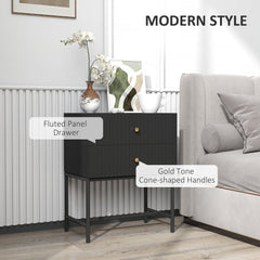 HOMCOM Elegant Two-Drawer Bedside Table - Black