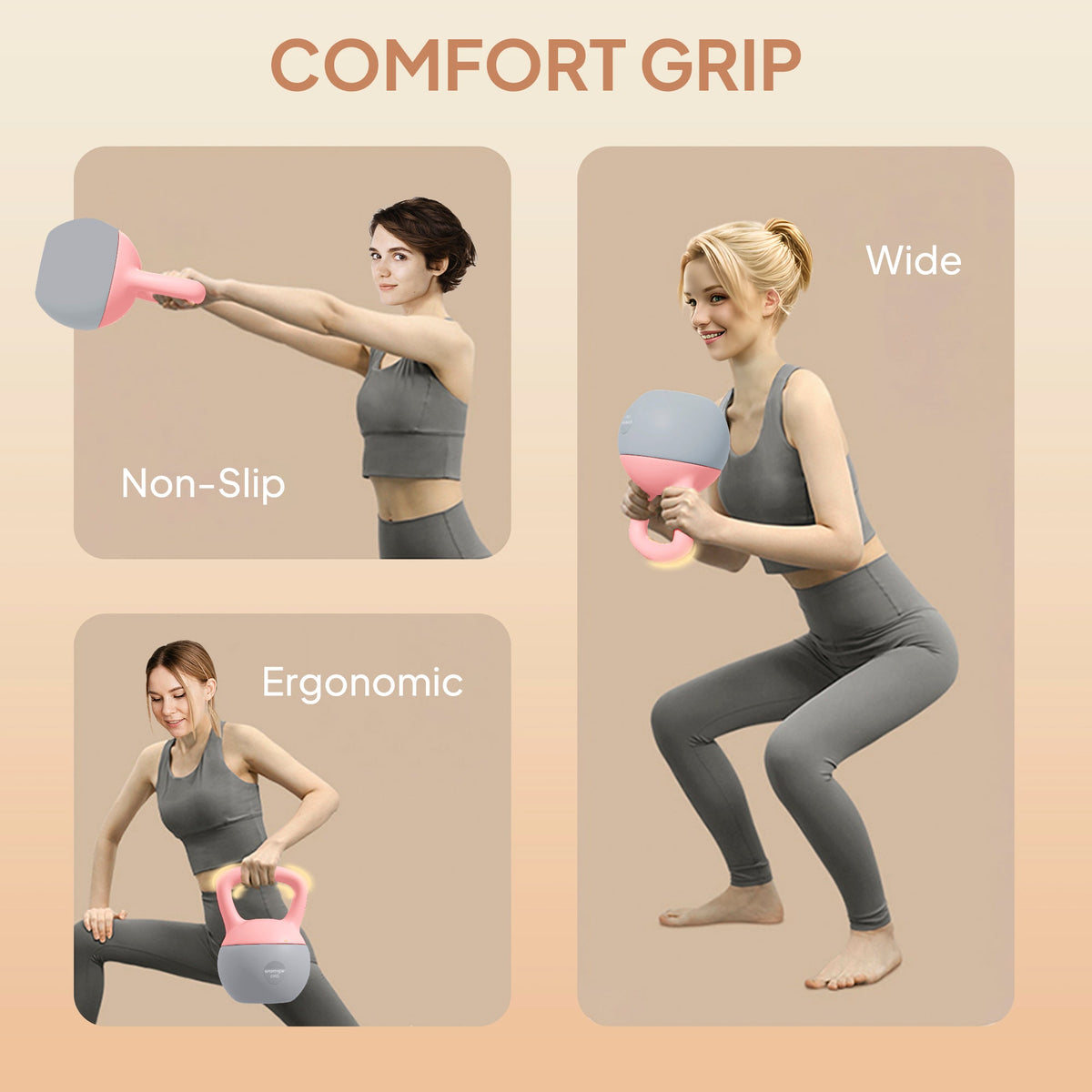 SPORTNOW 8KG Soft Kettlebell, Kettlebell with Non-Slip Handle for Home Gym, Weight Lifting, Strength Training, Pink/Grey