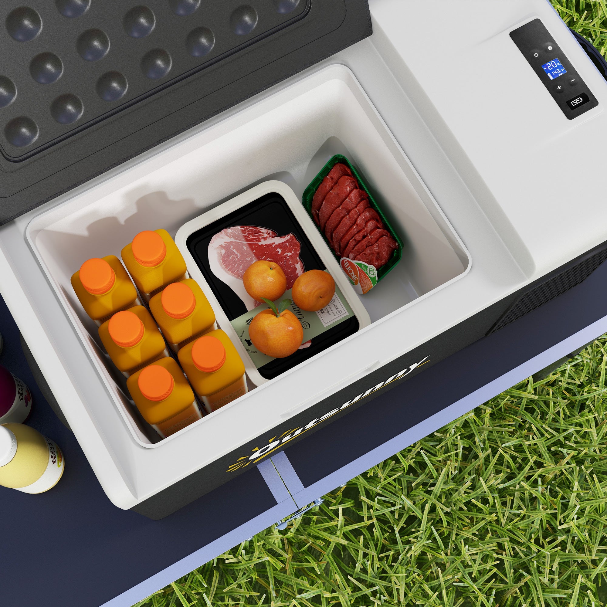 Outsunny 16L Portable Car Fridge, -20√¢‚Äû∆í to 10√¢‚Äû∆í Adjustable Temperature - Black/Grey