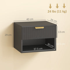 HOMCOM Floating Nightstands Set of 2, Modern Wall Mounted Bedside Tables, Black
