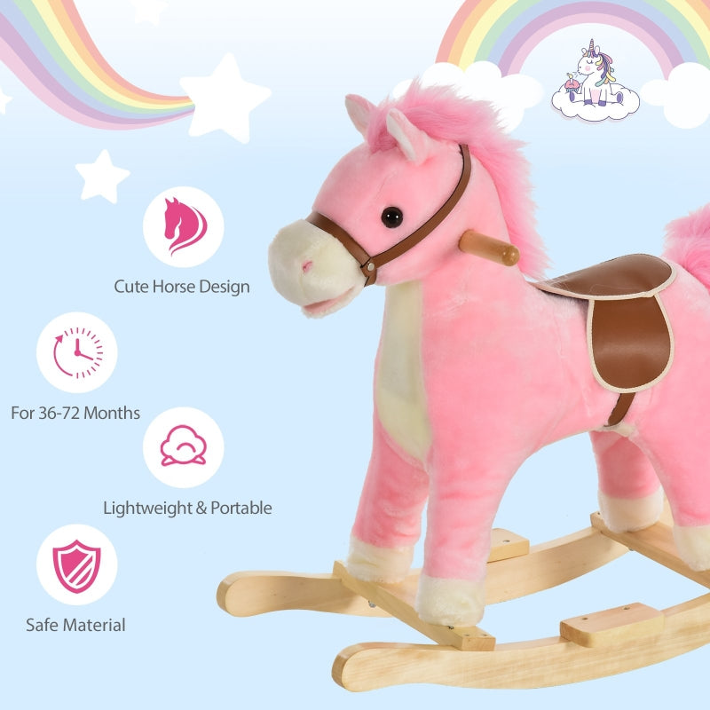 Kids Ride On Plush Rocking Horse w/ Sound