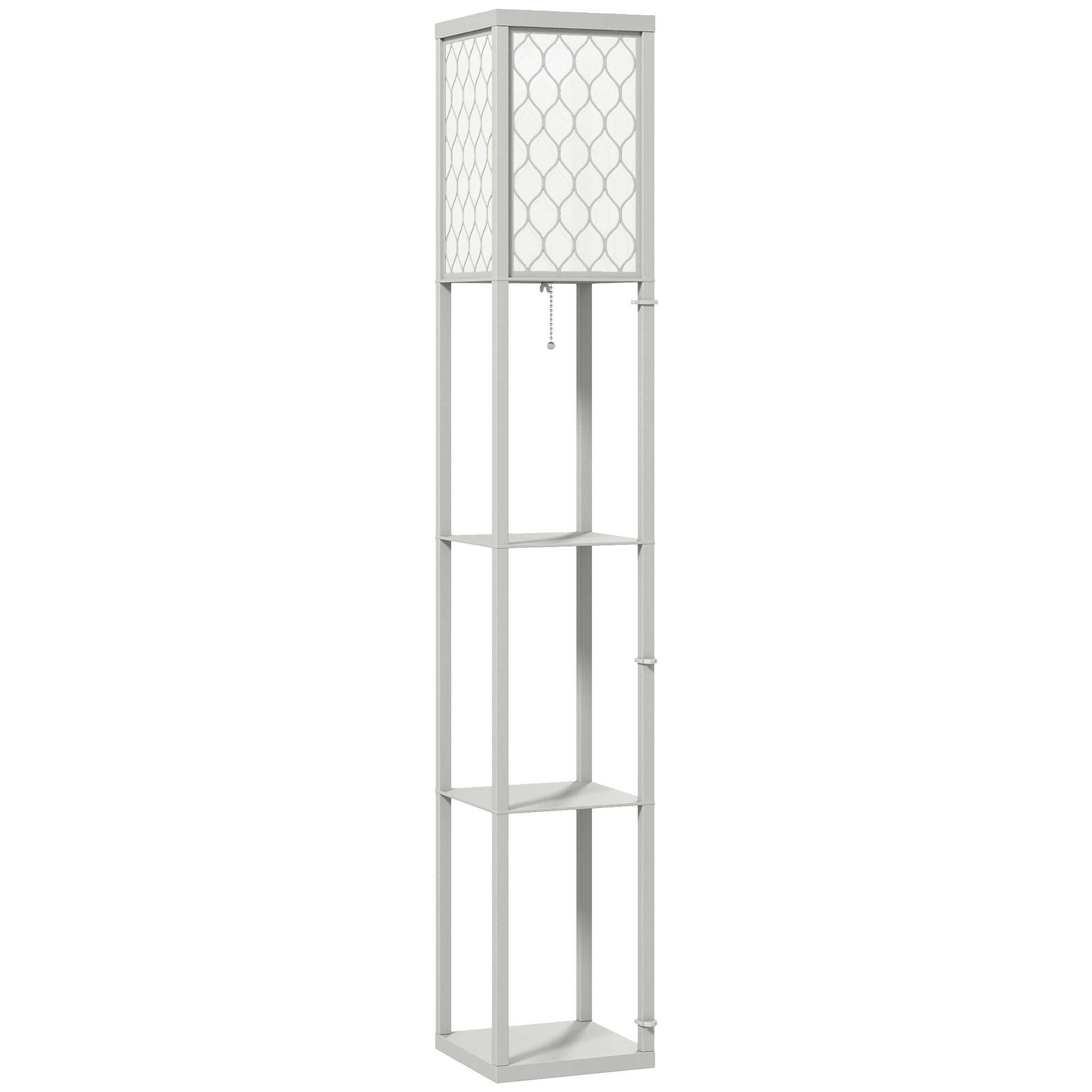 HOMCOM Three-Shelf Standing Lamp - Grey/White