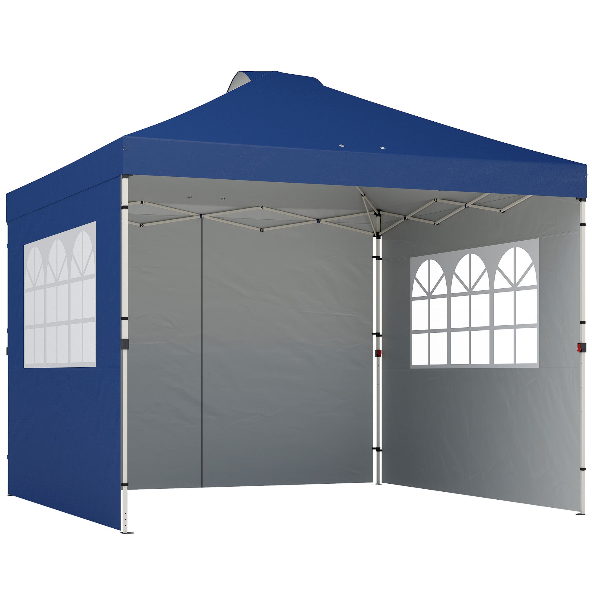 Outsunny Pop Up Gazebo Waterproof Height Adjustable Canopy with 3 Sidewalls Wheeled Bag for Parties 3 x 3 m Dark Blue