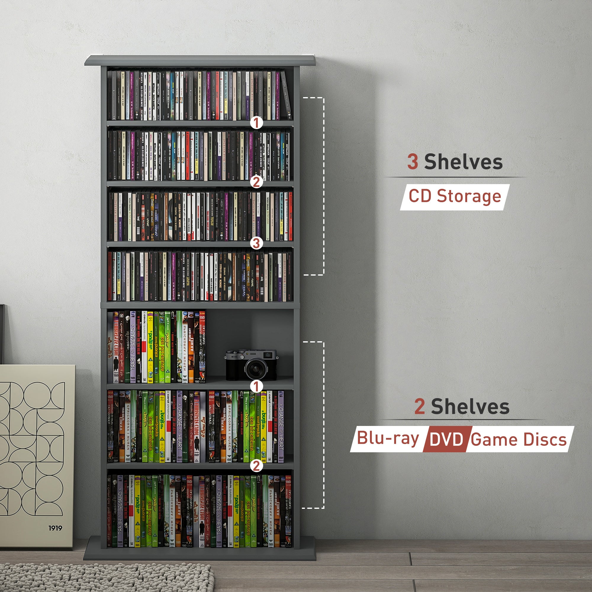 HOMCOM 360 CD Storage Unit - Grey