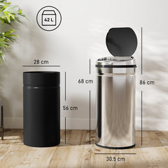 HOMCOM 42L Stainless Steel Sensor Bin - Silver Tone