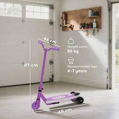 AIYAPLAY Electric Scooter for Kids Aged 4-7 Years, with Flashing LED Lights, Rear Auxiliary Wheels, Purple