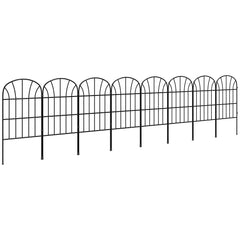 Outsunny Metal Decorative Outdoor Picket Fence Panels Set of 8, Black