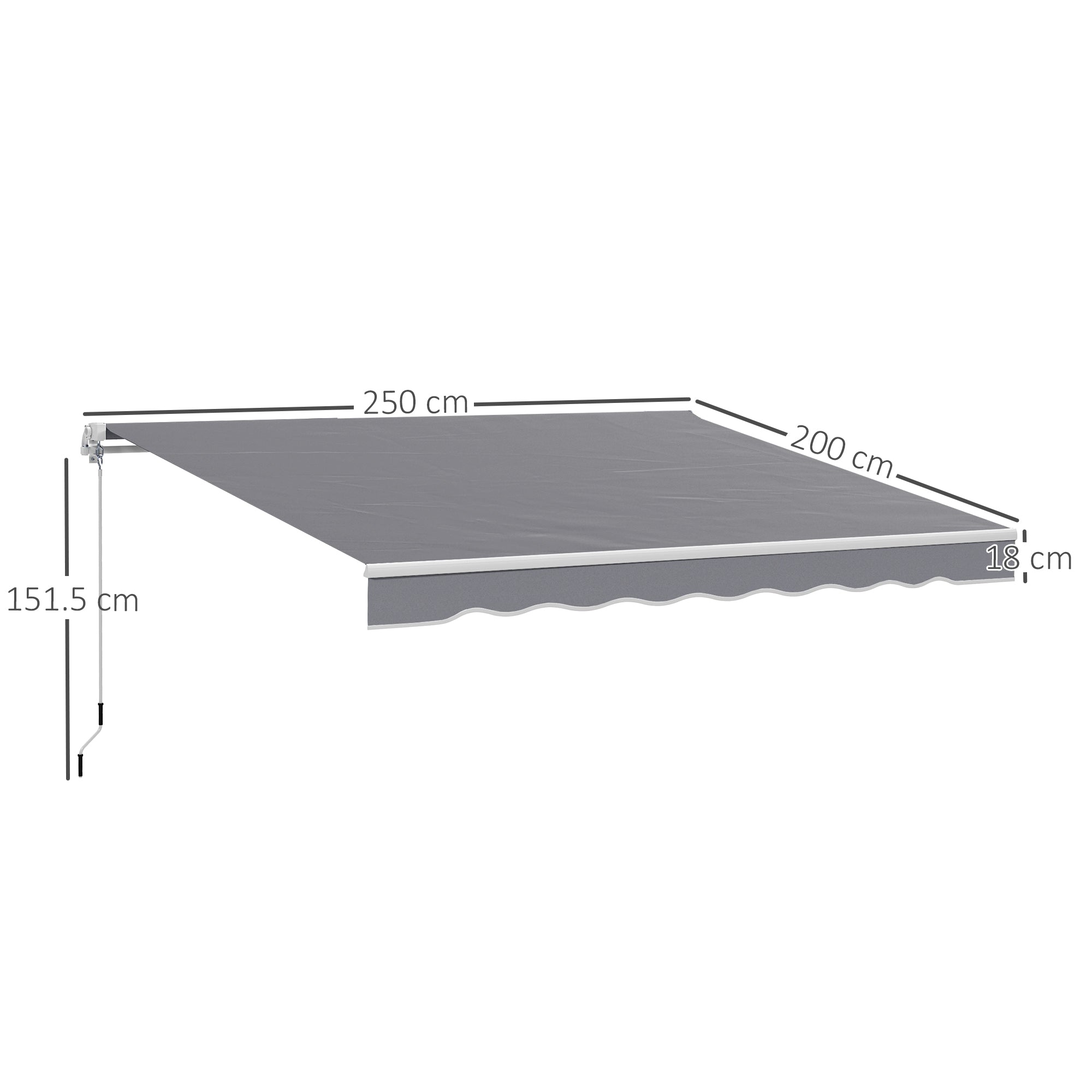 Outsunny 2 x 2.5m Manual Retractable Awning - Dark Grey