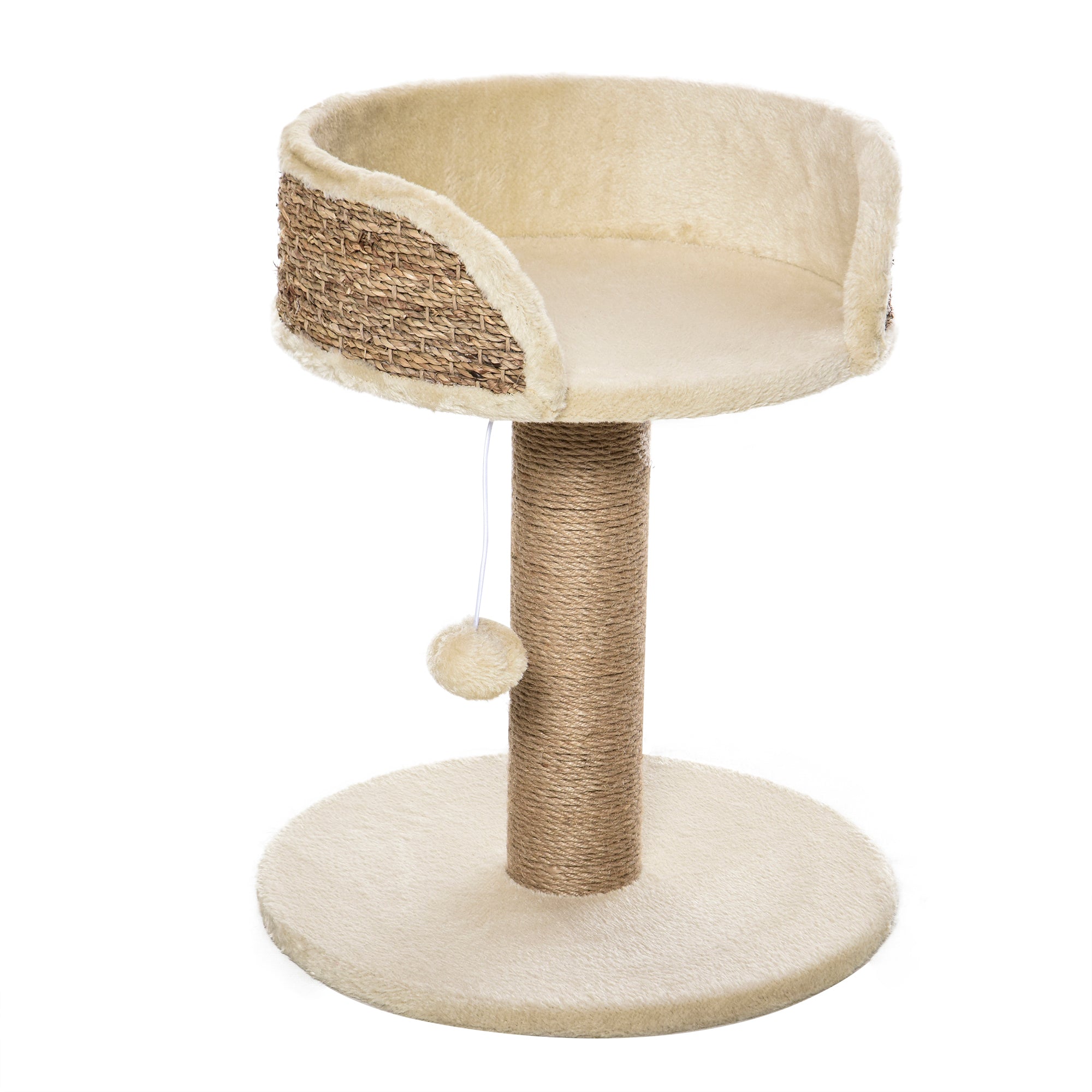 PawHut Cat Tree Cat Scratching Post for Indoor Cats Kitten Play Tower Activity Centre Climbing Stand with Dangling Ball Beige