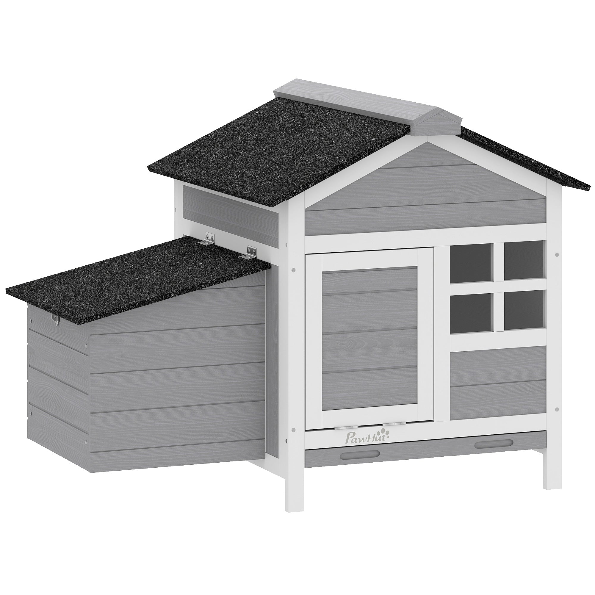 PawHut Wooden Chicken Coop with Pull-Out Tray Nesting Box for 1-2 Chickens