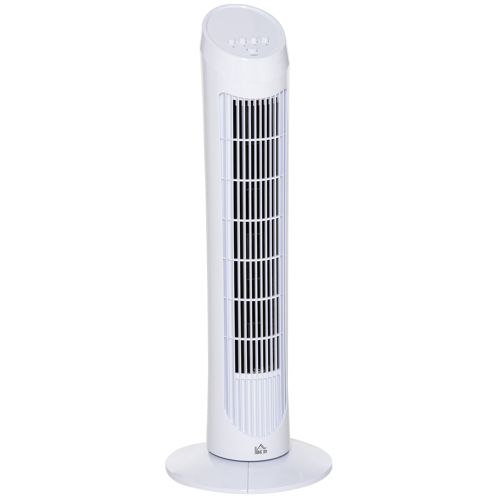 HOMCOM Tower Fan for Bedroom Cooling, 30 Inch Electric 70Â° Oscillating Fan with 3 Speed Settings, Standing Floor Fan for Home Office Indoor, White