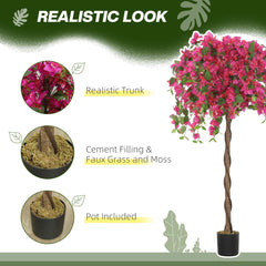 HOMCOM Artificial Plants Murraya, 120 cm Artificial Blossom, Fake Plants in Pot, Large Red Artificial Tree with Flowers for Home House Office Garden Decoration (2 Pack)