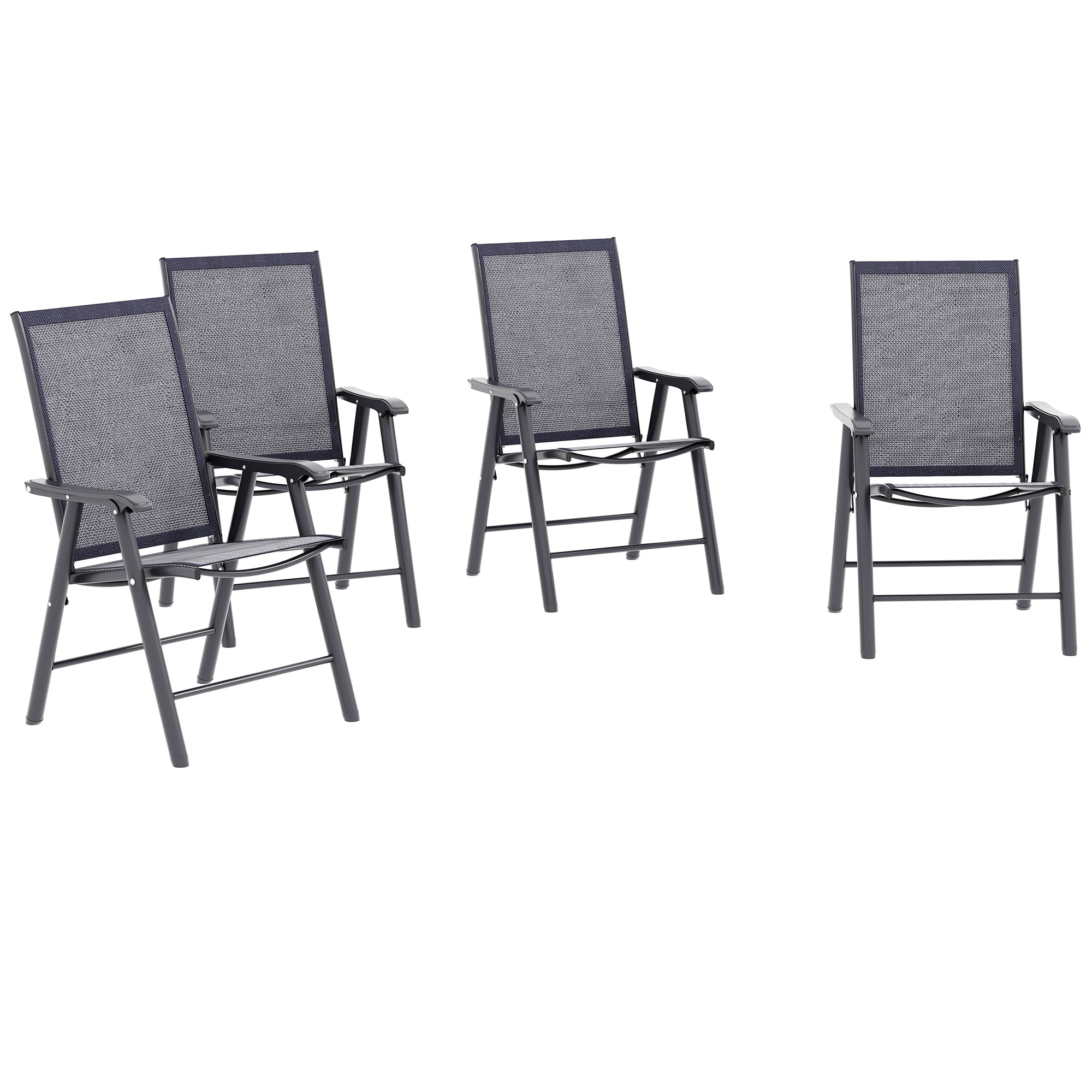 Outsunny Set of Four Folding Garden Chairs - Charcoal Grey