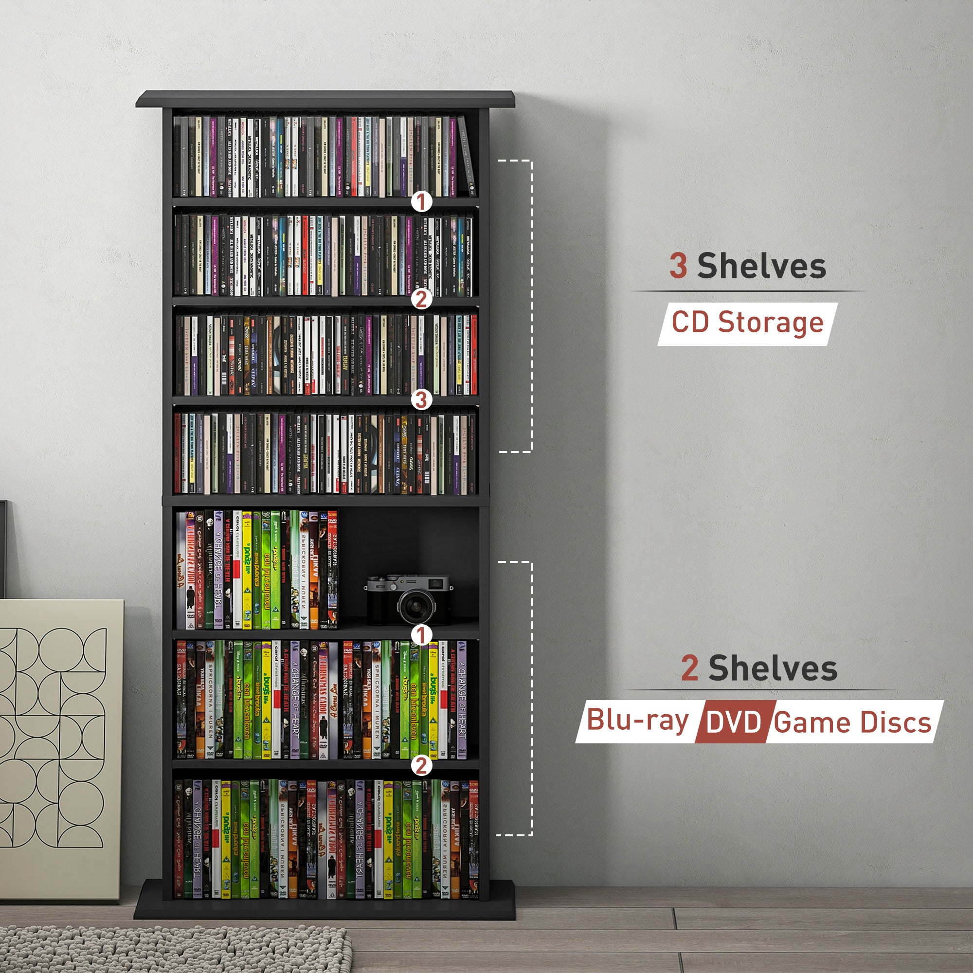 HOMCOM 360 CD Storage Unit - Black