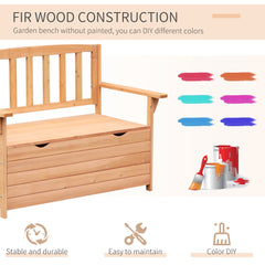 Outsunny Two-Seater Garden Storage Bench - Natural