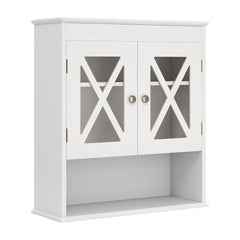 Wall Mounted Bathroom Cabinet with two acrylic doors and a shelf below
