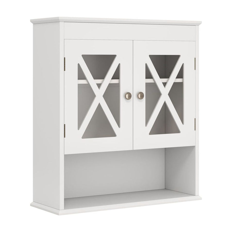 Wall Mounted Bathroom Cabinet with with 2 Acrylic Doors Medicine Cabinet-White