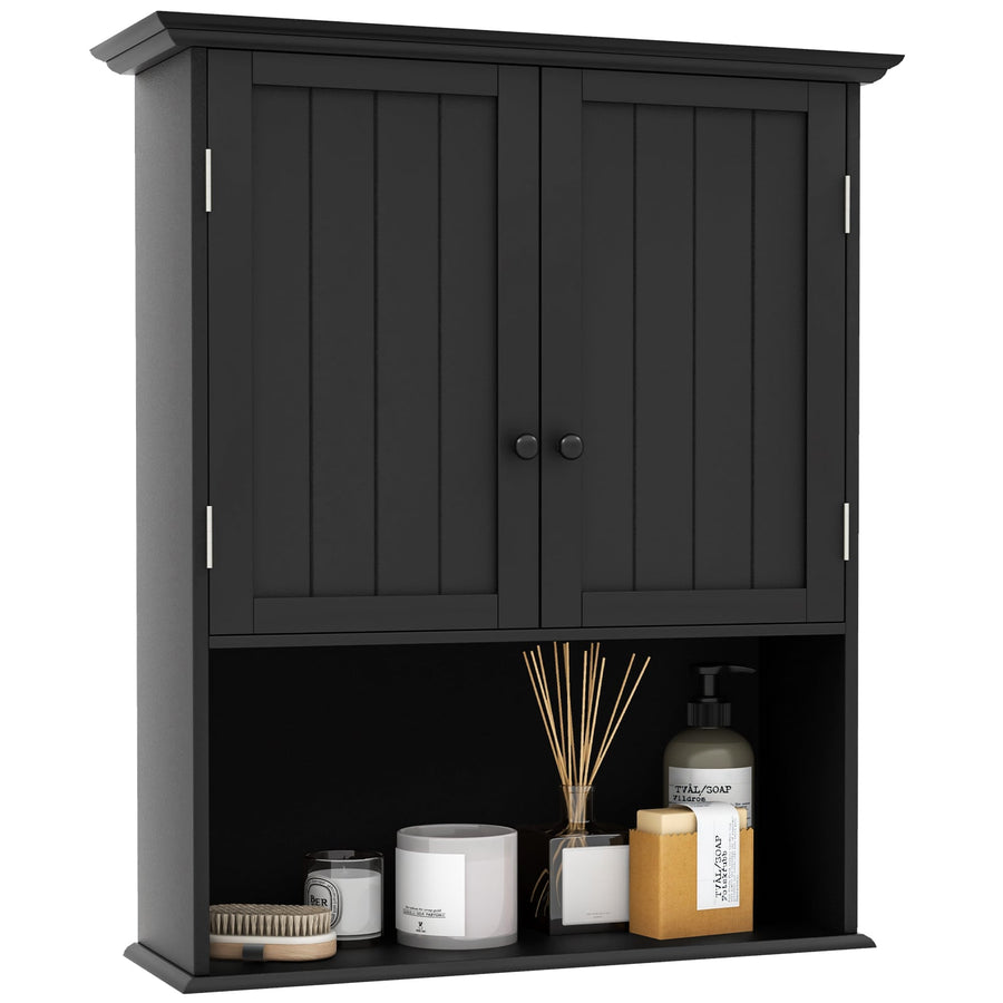 Wall Mounted Bathroom Storage Cabinet with Adjustable Shelf in Black
