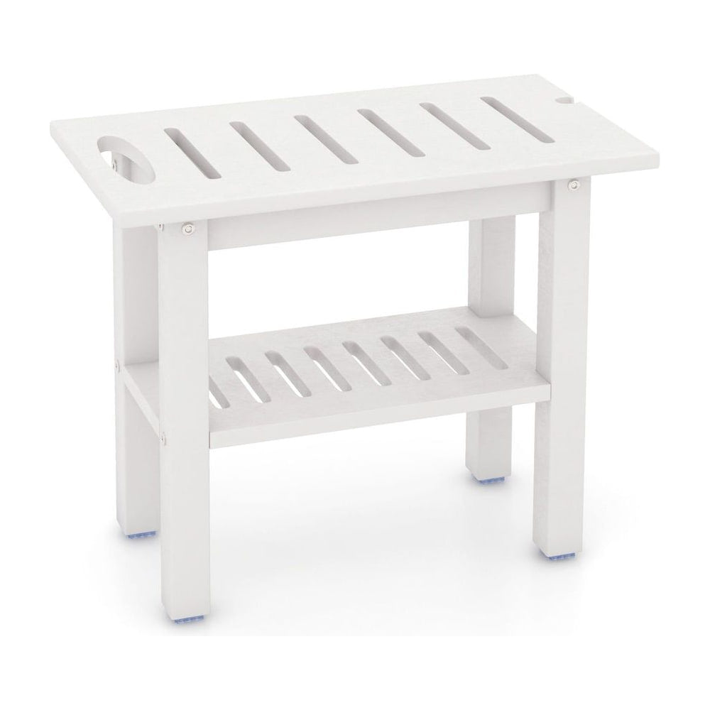 Waterproof HDPE Shower Bench Bath Stool for Inside Shower with a slatted seat and lower shelf