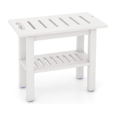 Waterproof HDPE Shower Bench Bath Stool for Inside Shower with a slatted seat and lower shelf