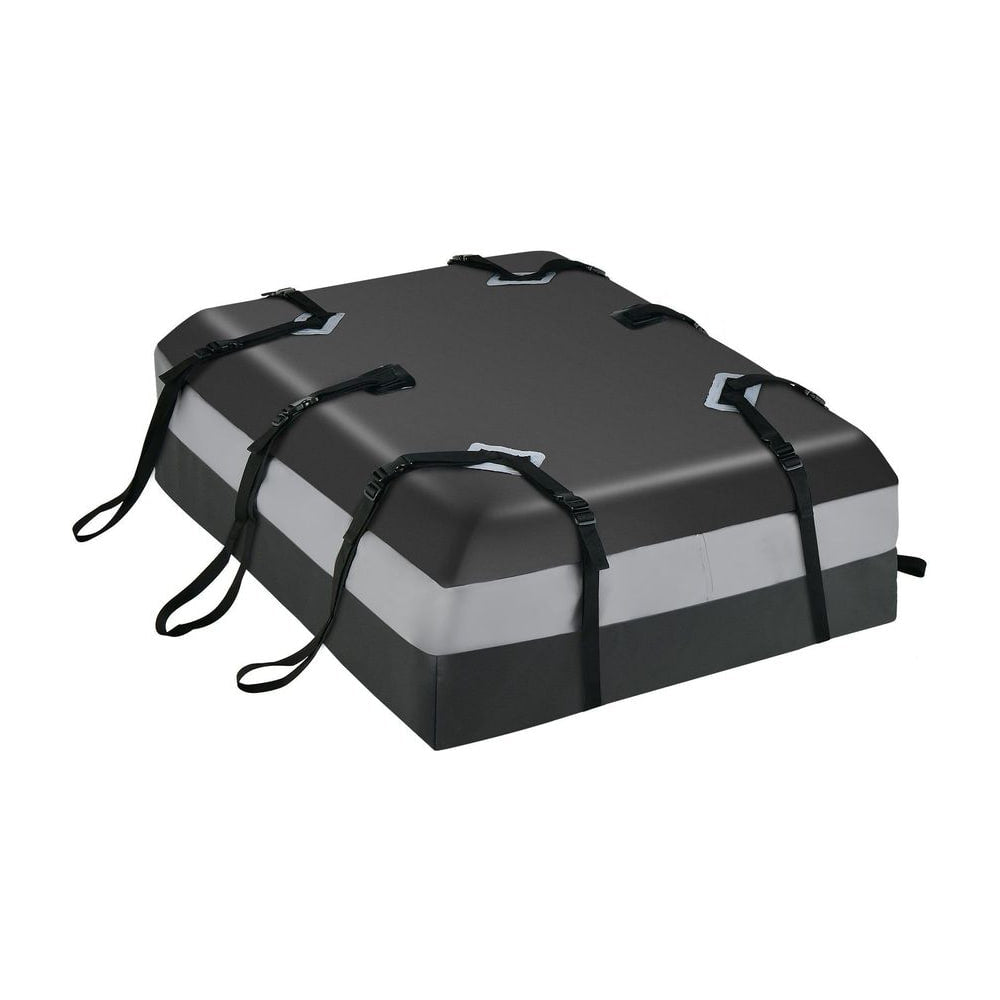 Waterproof Rooftop Luggage Bag in grey with black straps and buckles on a white background