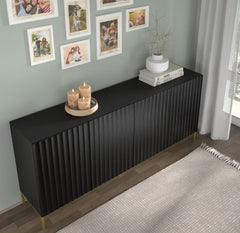 Close up of the black sideboard cabinet in a room