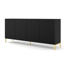 Wave Large Sideboard Cabinet 200cm in black with gold legs