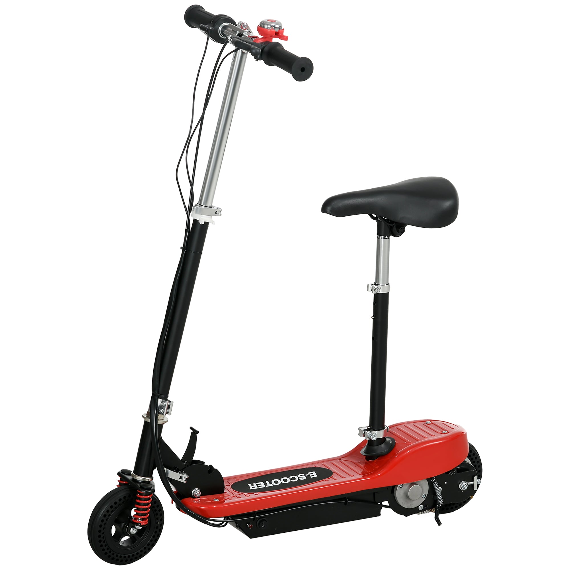 HOMCOM Steel Ride on Powered Scooter, Folding E-Scooter with Warning Bell, 15km/h Maximum Speed, for 6-14 Years Old, Red