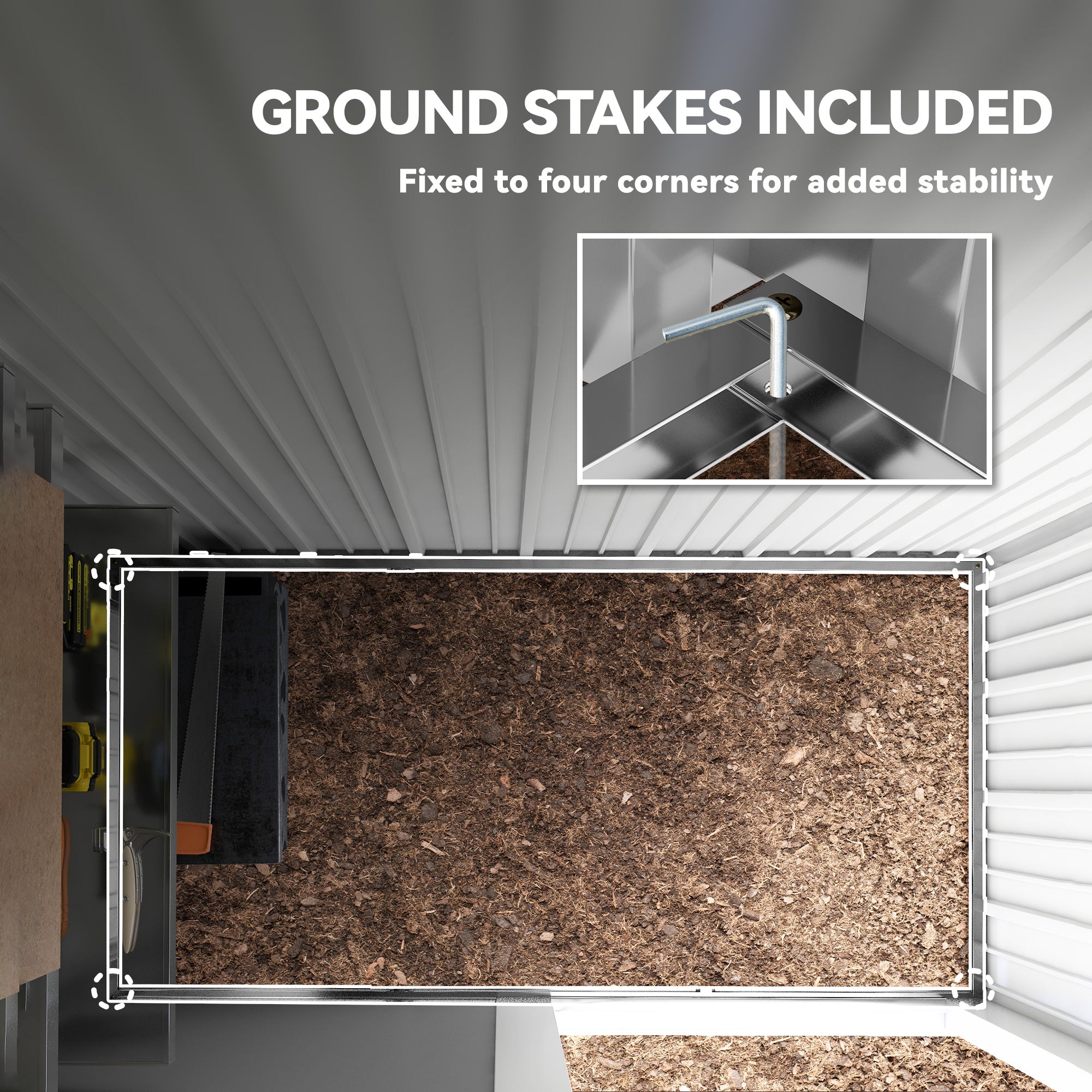 Outsunny 5 x 3ft Corrugated Steel Storage Shed, with Lock - Brown