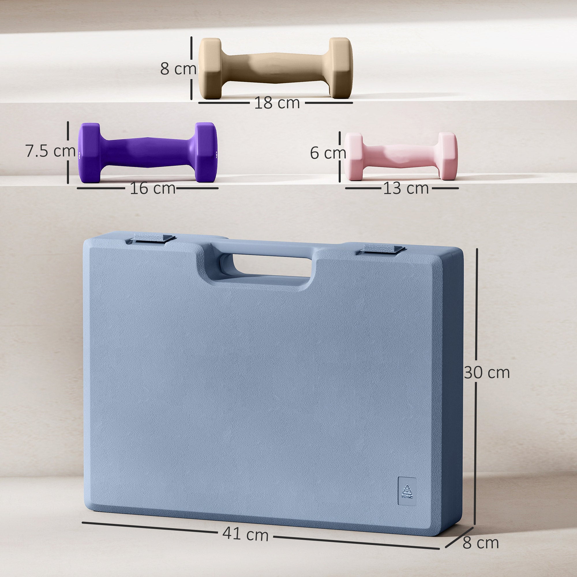 SPORTNOW 12kg Hex Dumbbells Set of 6, Hand Weights with Carry Case for Home Gym Strength Training, 2 x 1kg, 2 x 2kg, 2 x 3kg