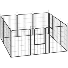 PawHut 12-Panel Solid Dog Playpen with Doors, for Large Dogs, 100cm Tall, Black