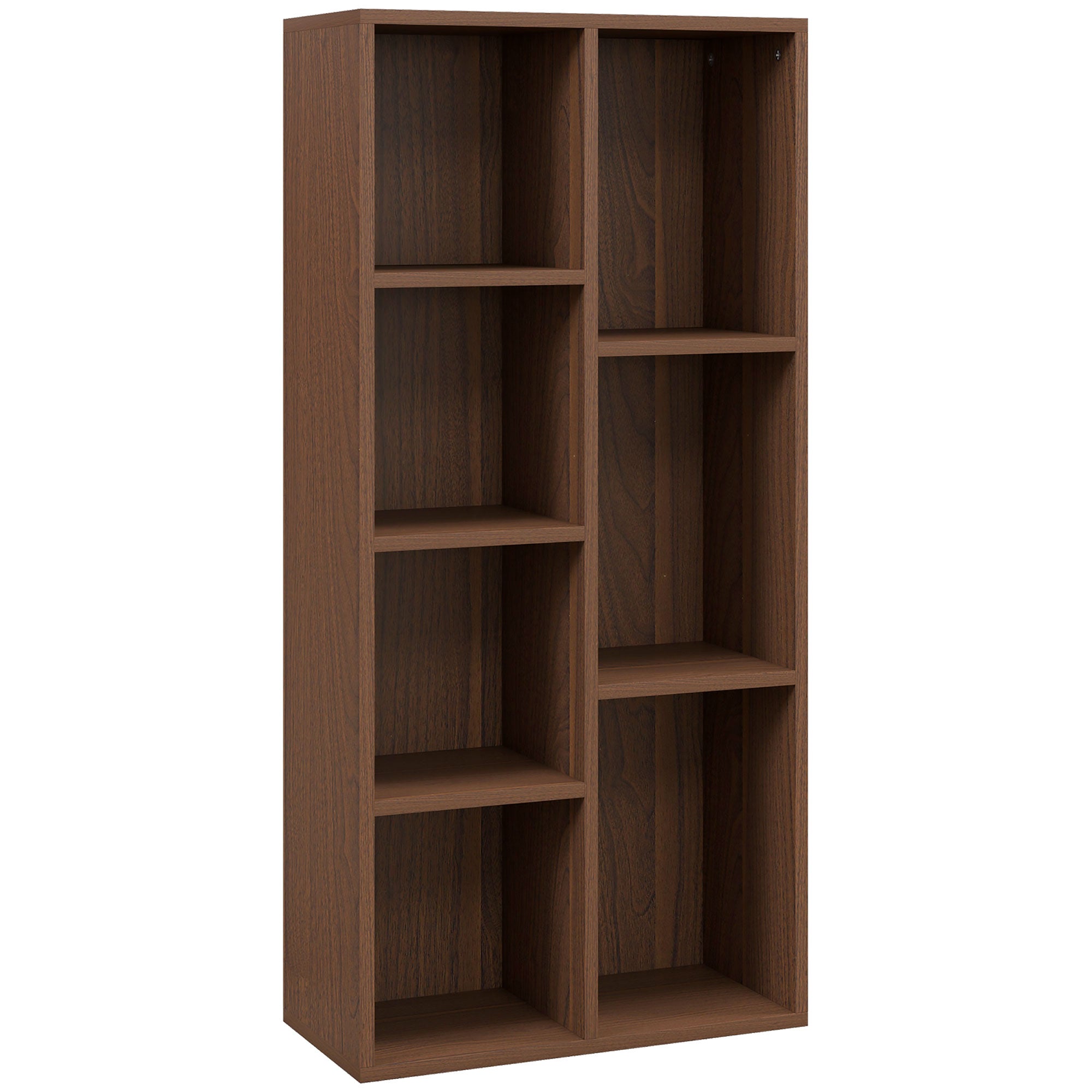HOMCOM Seven-Cube Bookcase - Walnut Wood Effect