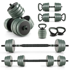 4-in-1 Weight Set with Dumbbells and Barbells for Home Gym Fitness Exercises-Black