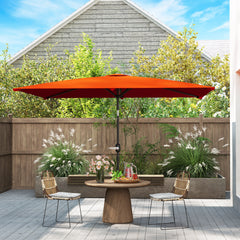 Outsunny 3x2m Garden Parasol Umbrella with Aluminium Pole, Tilt and Crank, Rectangular Outdoor Table Parasol Sun Shade for Patio, Orange