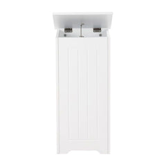 White Laundry Bin with Lid and Side Handles shown from the front with the lid open