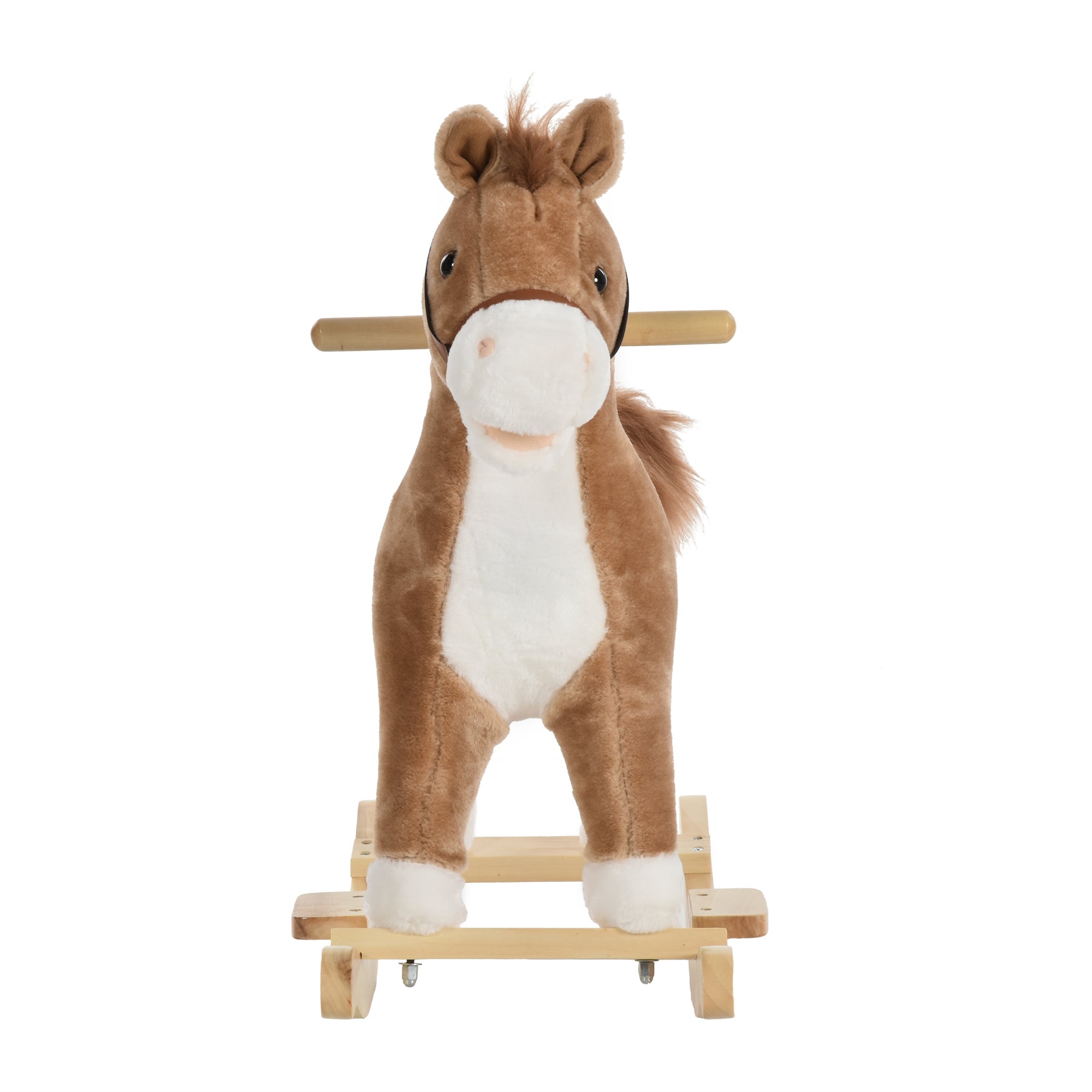HOMCOM Kids Classic Rocking Horse, with Moving Mouth, Neighing Sounds, Brown