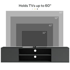 HOMCOM Floating TV Stand Cabinet in Grey, image 8