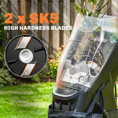 Outsunny 2500W Electric Wood Chipper, Corded Wood Mulcher Shredder with 45L Collection Bag, 4300RPM, 44mm Cutting Diameter