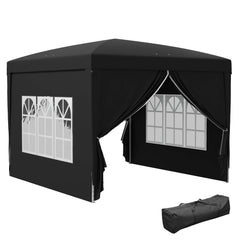 Outsunny 3 x 3(m) Pop Up Gazebo, Water and UV Resistant Party Tent Camping Canopy Marquee with Carry Bag, Black