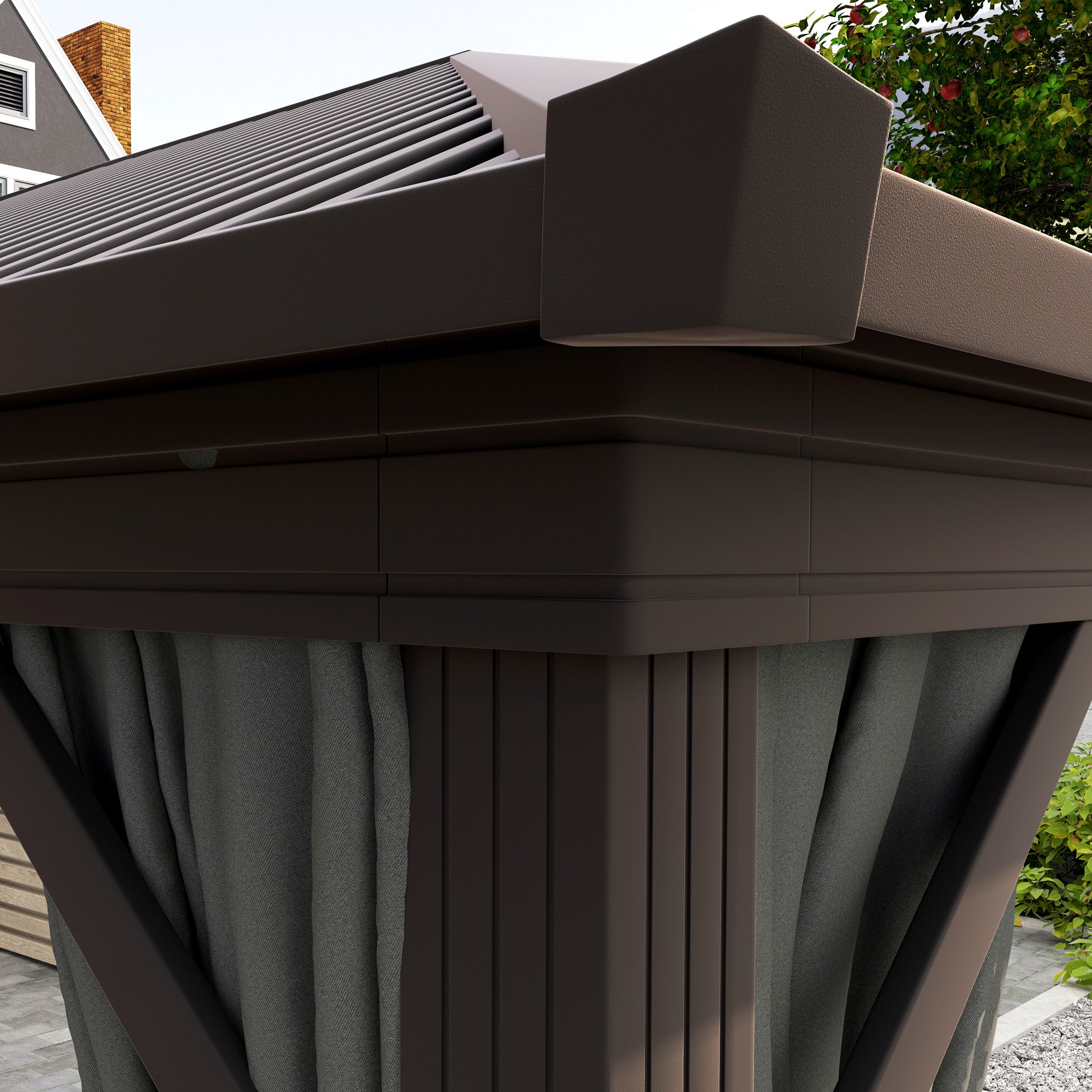 Outsunny 3.6 x 3 m Aluminium Hardtop Gazebo, with Accessories - Dark Grey