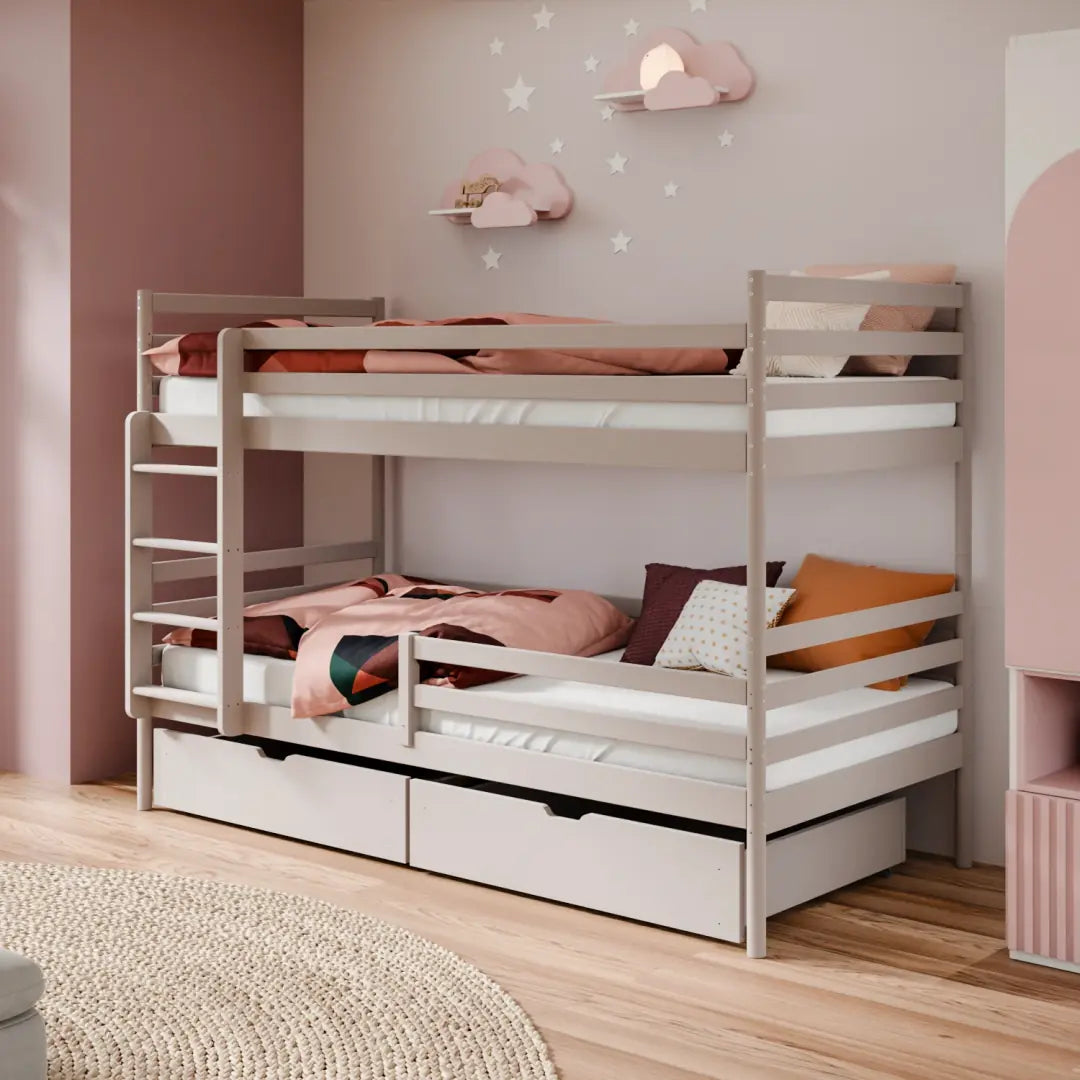 Wooden Bunk Bed Gusto With Storage in Cashmere