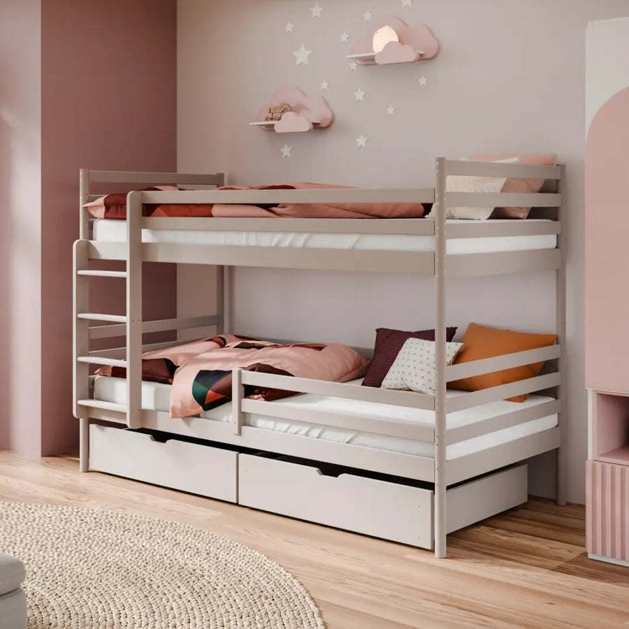 Wooden Bunk Bed Gusto With Storage in Cashmere