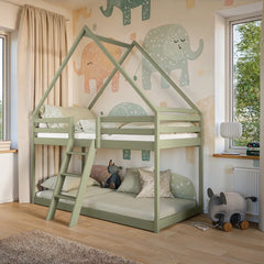 Wooden House Bunk Bed Sweet in Olive