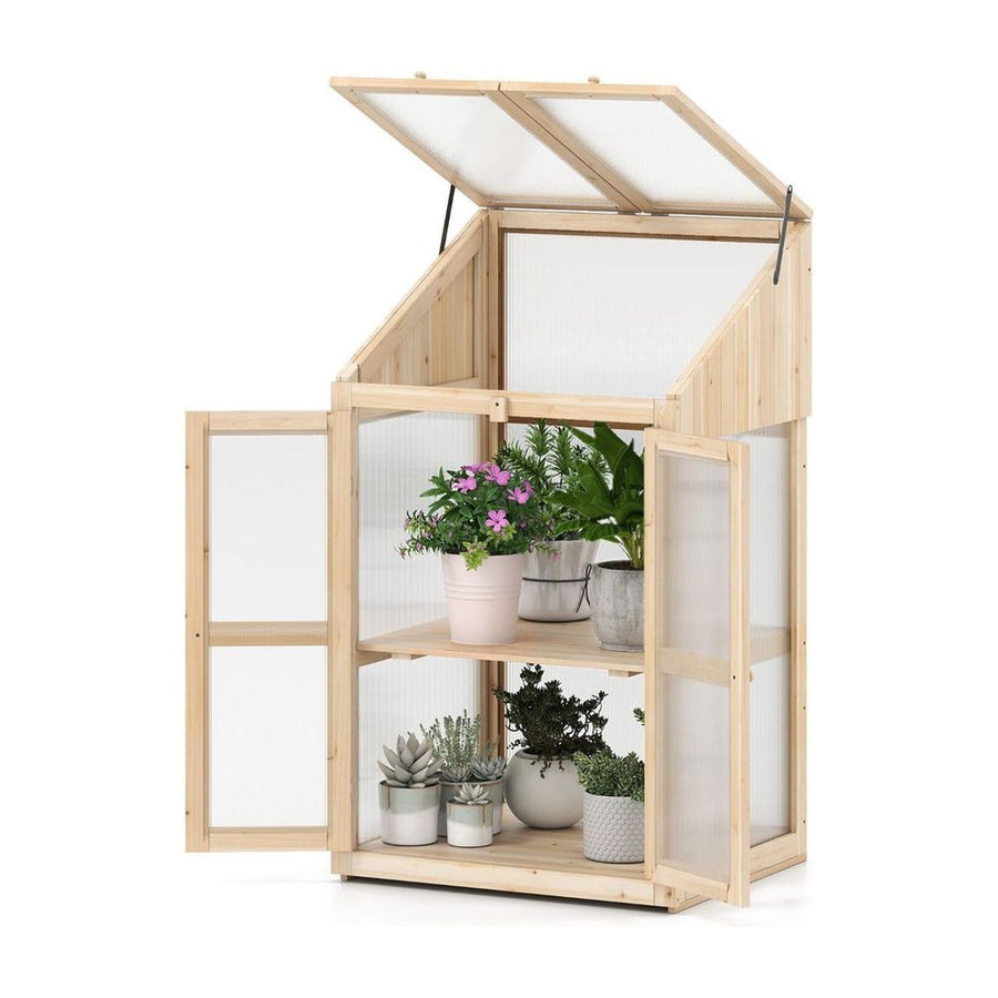 Wooden Cold Frame Greenhouse with Transparent Flip-top Roof