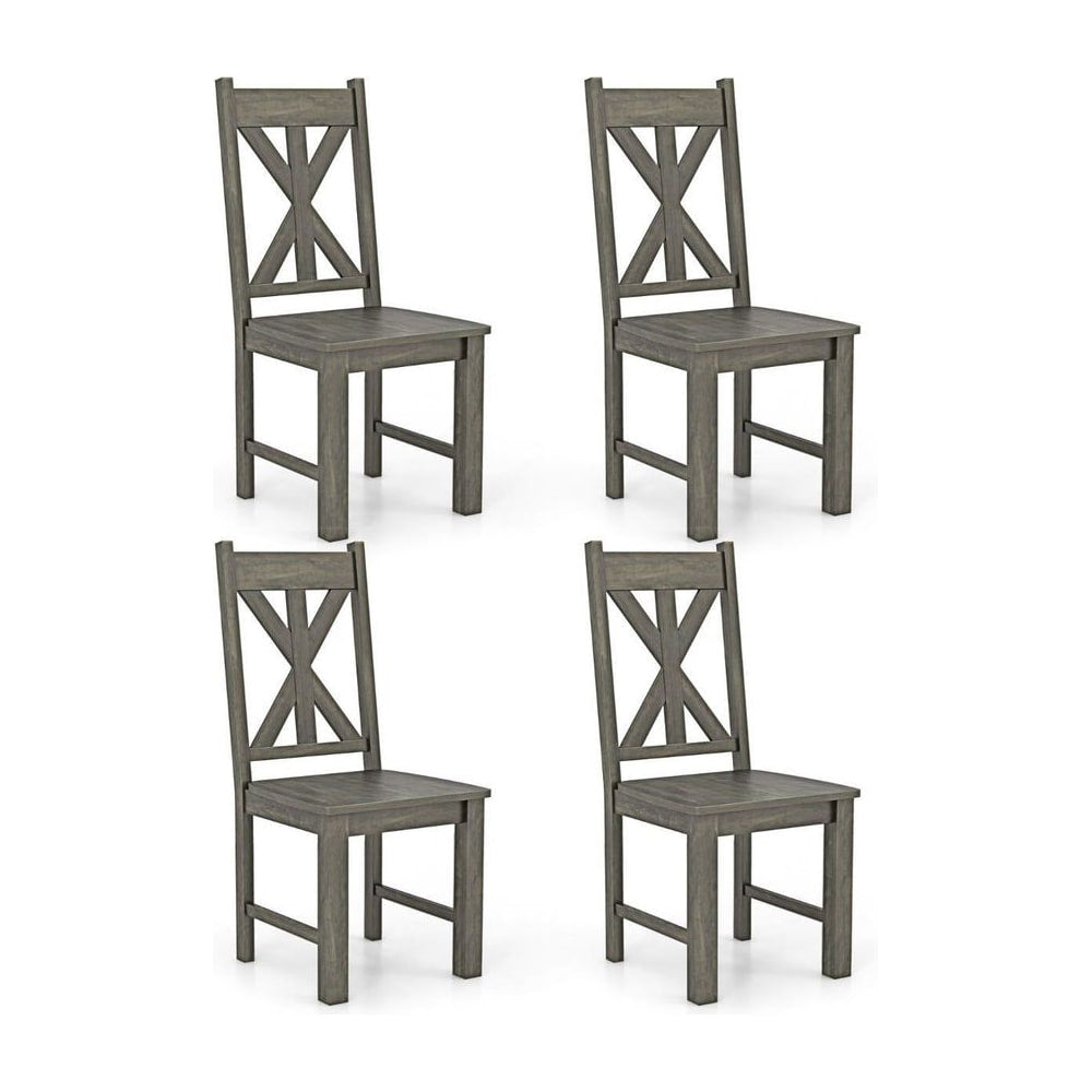 Wooden Dining Chairs Set of 4 with Rubber Wood Frame and Elegant Hollowed Backrest