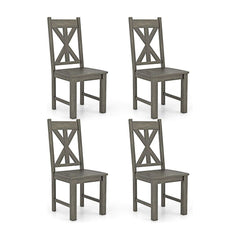 Wooden Dining Chairs Set of 4 with Rubber Wood Frame and Elegant Hollowed Backrest