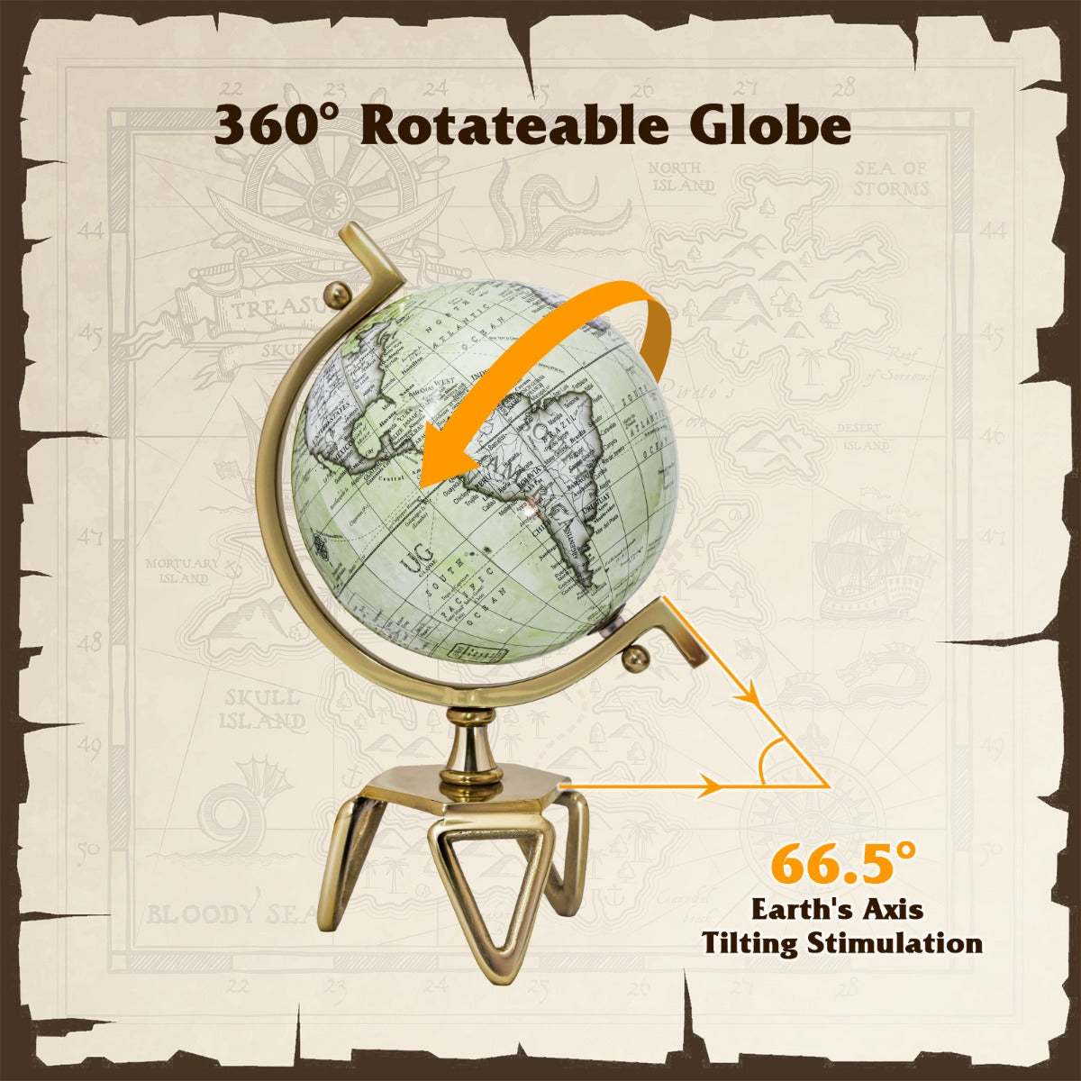 Educational Interactive Globe with Triangle Metal Stand and Metal Meridian-M