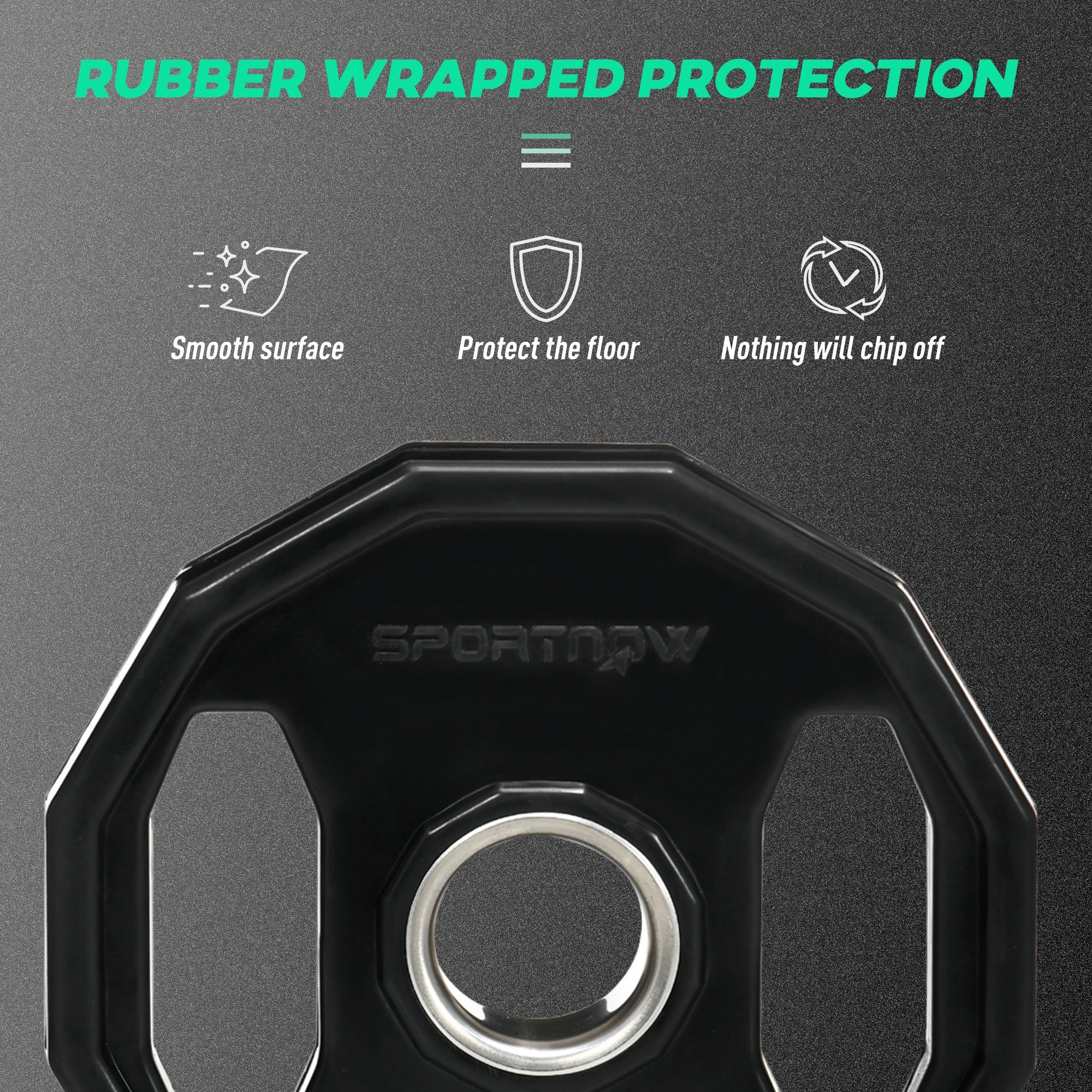 SPORTNOW Olympic Weight Plates Set, Metal and Rubber Bumper Plates Weights Discs with 2"/5cm Holes, for Home Gym Weight Lifting Strength Training, 2 x 10kg, Black