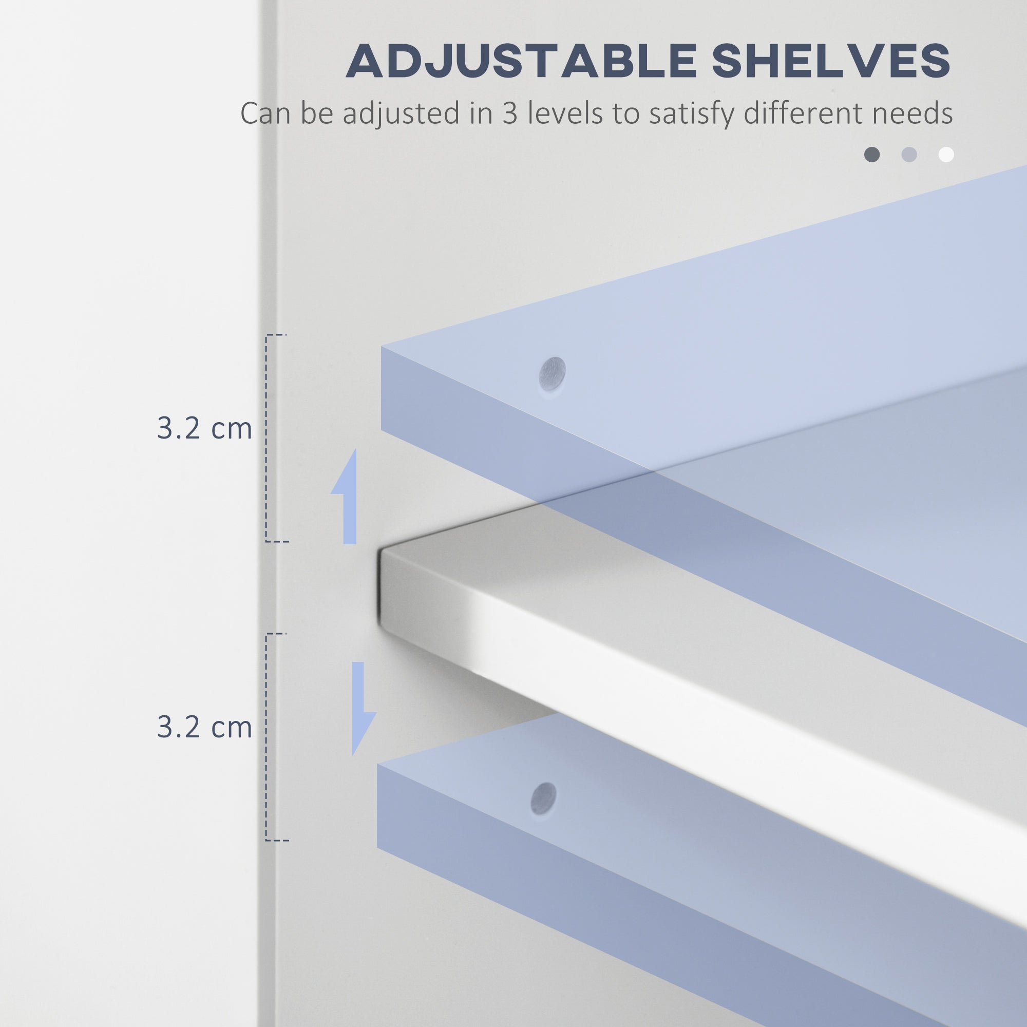 HOMCOM Tall Freestanding Bathroom Cabinet Retro Shutters w/ 3 Compartments Shelves Elevated Base Narrow Organiser White 60L x 30W x 182.5H cm