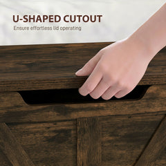 HOMCOM 100L Home Storage Box, with Safety Hinge - Rustic Brown Wood-Effect
